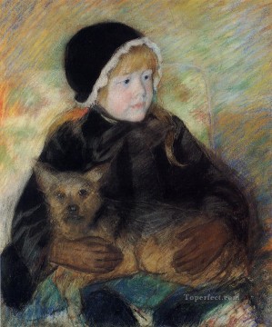  Elsie Pintura - Elsie Cassatt sosteniendo un gran perro impresionismo madres hijos Mary Cassatt